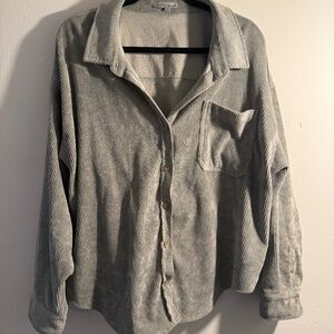 Wishlist Apparel Oversized Corduroy Button Down Shirt Jacket - M/L Sage Green